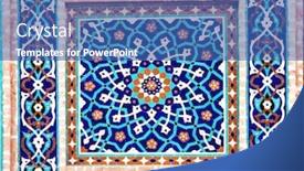 Presentation with persian - Cool new PPT theme with detail of traditional persian mosaic wall with brick and floral ornament iran backdrop and a ocean colored foreground
