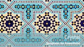  Presentation with blue floral - Slide deck consisting of detail-of-traditional-persian-mosaic background and a teal colored foreground
