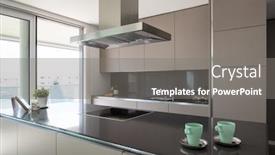  Presentation with kitchen design - Theme enhanced with detail-of-two-breakfast-cups background and a gray colored foreground