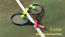  Presentation with tennis - PPT layouts with detail-of-two-tennis-rackets background and a tawny brown colored foreground