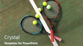  Presentation with tennis - Slides having detail-of-two-tennis-rackets background and a tawny brown colored foreground