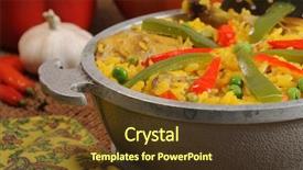  Presentation with cuban - Slides consisting of detail of typical cuban dish - salted rice with chicken and peppers background and a tawny brown colored foreground