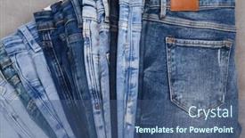  Presentation with jeans - Audience pleasing theme consisting of various shades of blue jeans backdrop and a ocean colored foreground