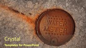  Presentation with water meter - Presentation with detail-of-weathered-rusted-water background and a tawny brown colored foreground