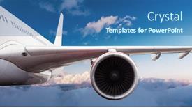  Presentation with business travel - Presentation consisting of detail-of-wing-of-commercial background and a ocean colored foreground