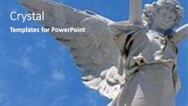  Presentation with angel - Presentation theme featuring detail-of-winged-angel-statue background and a teal colored foreground