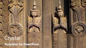  Presentation with bin - PPT theme featuring detail-of-woodcarvings background and a coral colored foreground