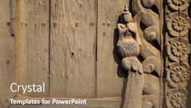  Presentation with bin - Cool new PPT layouts with detail-of-woodcarvings backdrop and a coral colored foreground