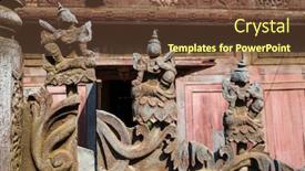  Presentation with bin - Slide deck enhanced with detail-of-woodcarvings background and a tawny brown colored foreground