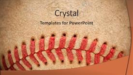  Presentation with vintage baseball - Audience pleasing PPT layouts consisting of detail of worn leather baseball backdrop and a coral colored foreground