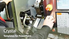  Presentation with drilling machine - Amazing PPT layouts having detail on metal cutting machine backdrop and a gray colored foreground