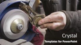  Presentation with craftsman - Presentation theme with detail shot of a craftsman working with stone background and a wine colored foreground