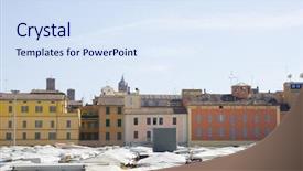  Presentation with market - PPT theme featuring detail shot of street market background and a  colored foreground