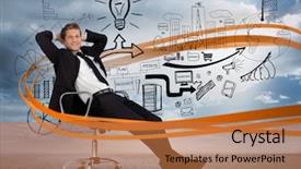  Presentation with landscape desert - PPT layouts having detailed brainstorm with orange background and a coral colored foreground