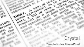  Presentation with bankruptcy - PPT theme with detailed closeup of definition of the word bankruptcy background and a white colored foreground