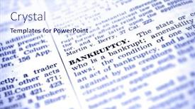  Presentation with bankruptcy - Colorful slides enhanced with detailed closeup of definition of the word bankruptcy backdrop and a sky blue colored foreground