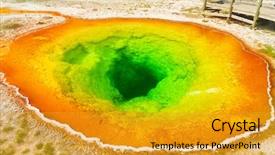  Presentation with yellowstone - Slides featuring detailed photo of morning glory pool from above yellowstone national park wyoming usa background and a gold colored foreground
