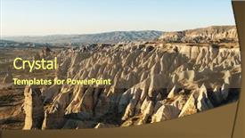  Presentation with cappadocia - Slides having detailed photo of vivid rock formations shaped by a morning light - seen from above in cappadocia turkey background and a tawny brown colored foreground