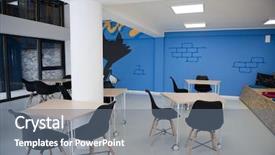  Presentation with interior - PPT theme enhanced with details bright modern working space background and a gray colored foreground