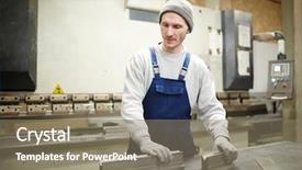  Presentation with shipbuilding - Amazing presentation design having details for shipbuilding in shipyard backdrop and a coral colored foreground