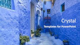 Presentation with architectural - Presentation design with details in chefchaouen morocco africa background and a cobalt blue colored foreground