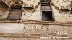  Presentation with cairo - Presentation consisting of details of ancient arch khan el-khalili bazaar cairo background and a coral colored foreground