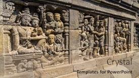  Presentation with borobudur temple - Amazing presentation having details-of-ancient-buddhist-temple backdrop and a coral colored foreground