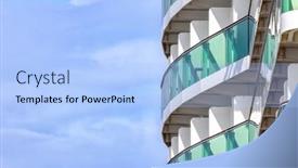  Presentation with cruise ship - Slides consisting of details-of-cabin-balconies background and a light blue colored foreground