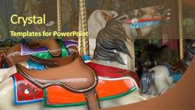  Presentation with horse - Presentation design with details-of-carousel-horse background and a tawny brown colored foreground
