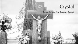  Presentation with jesus christ - Slide deck with details of crosses and tomb background and a light gray colored foreground