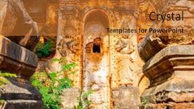  Presentation with school details - Slide set enhanced with details of shwe indein pagoda background and a gold colored foreground