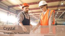  Presentation with consulting engineers - Theme featuring details of sketch on blueprint background and a coral colored foreground