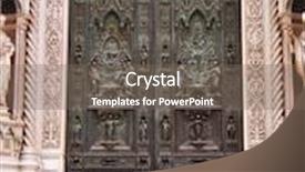  Presentation with entrance to natural caves - Beautiful presentation theme featuring details of the main entrance to florence cathedral dome backdrop and a violet colored foreground