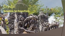 Presentation with bali temple - Audience pleasing presentation theme consisting of details of the temple of pura penataran agung lempuyang in bali indonesia backdrop and a tawny brown colored foreground