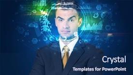  Presentation with facial recognition - Amazing PPT layouts having detection systems - biometric identification and facial recognition backdrop and a navy blue colored foreground