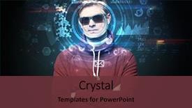  Presentation with face recognition - Slide set consisting of facial recognition system young man background and a tawny brown colored foreground