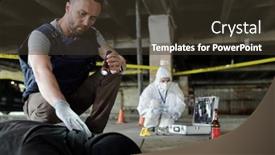  Presentation with crime scene - Presentation theme having detective-inspector-in-bulletproof-vest background and a tawny brown colored foreground