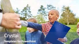  Presentation with detective - Colorful presentation theme enhanced with detective on the scavenger hunt backdrop and a ocean colored foreground