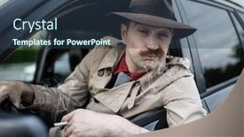  Presentation with gangster - Beautiful PPT theme featuring detective-or-gangster-waiting backdrop and a ocean colored foreground