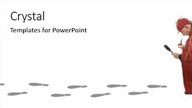  Presentation with detective magnifying glass - Cool new PPT theme with detective sherlock holmes following tracks backdrop and a white colored foreground