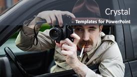  Presentation with detective - Slide set featuring detective-smoking-a-cigarette background and a dark gray colored foreground