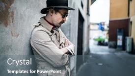  Presentation with detective - Beautiful slides featuring detective-spy-man-leaning-against backdrop and a gray colored foreground