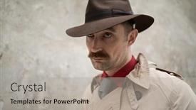  Presentation with spy man - Theme with detective spy man walking background and a light gray colored foreground