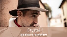  Presentation with spy man - Beautiful slides featuring detective-spy-man-walking backdrop and a coral colored foreground