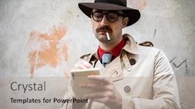  Presentation with detective - Cool new presentation theme with detective-taking-notes backdrop and a coral colored foreground