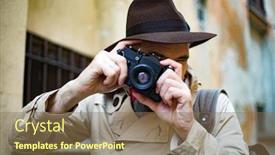  Presentation with detective - PPT theme with slums - detective taking pics background and a violet colored foreground