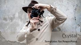  Presentation with detective - PPT theme with detective-taking-pics background and a light gray colored foreground