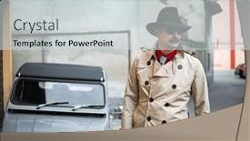  Presentation with slums - Presentation theme featuring detective-walking-in-the-city background and a light gray colored foreground