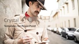  Presentation with detective - Slide deck consisting of detective-writing-on-a-notebook background and a lemonade colored foreground