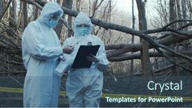  Presentation with crime scene investigation - PPT theme enhanced with detectives-are-collecting-evidence background and a ocean colored foreground